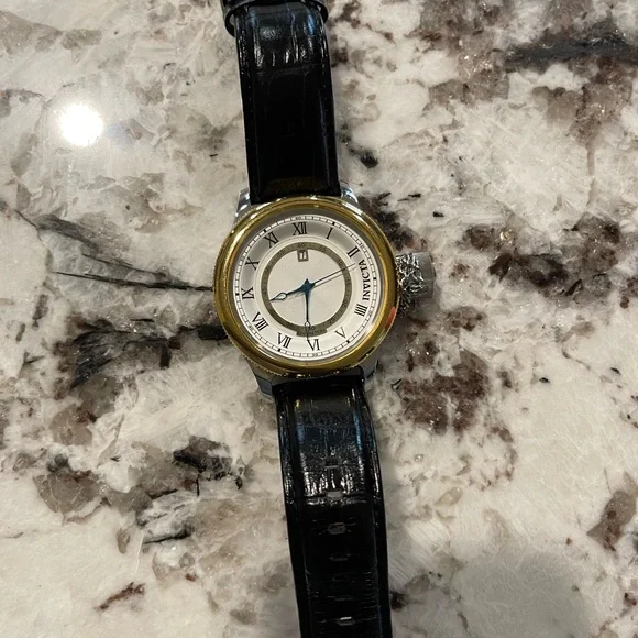 Invicta Gold and Silver Watch with Black Strap - Picture 5 of 5